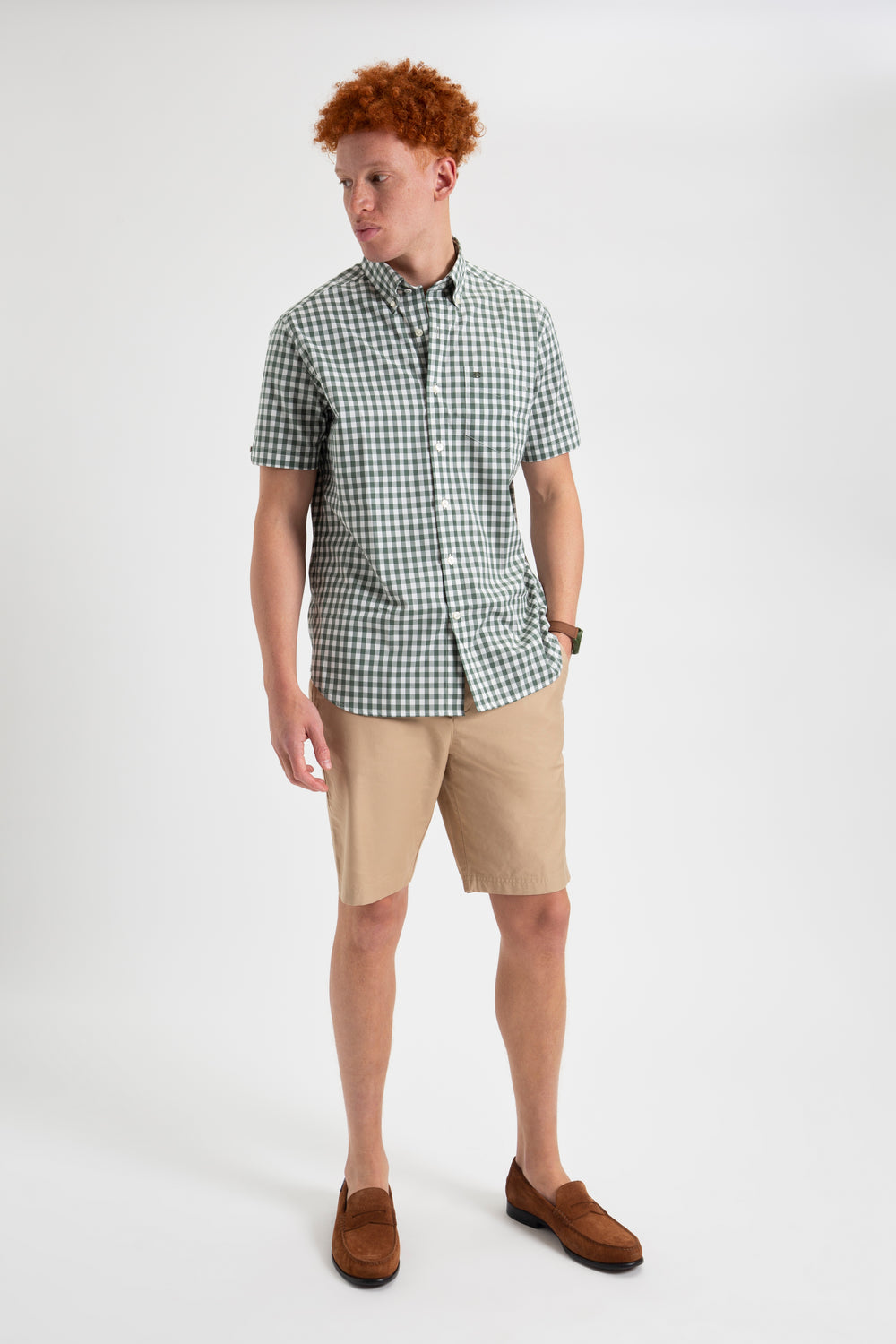 Chemises Ben Sherman House Poplin Gingham Vert Olive | BNW-79915899